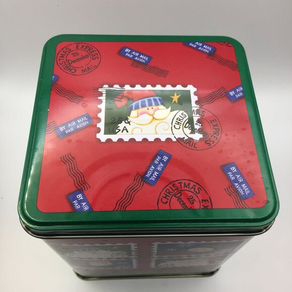 Santa's Workbench Square Canister Holiday Kitchen Decor Cookies Candy Jar 5.25" - Picture 4 of 11